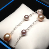 DESIGNER 38"-40" Multi-Color Metallic Freshwater Pearl Interlocking Heart Necklace