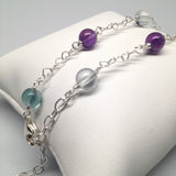 CLASSIC Fluorite & African Amethyst Interlocking Heart Anklet