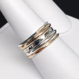 Set of 5 Two-Tone Sterling Silver/Gold-Filled Rings