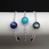 GALAXY Peruvian Amazonite Double Interlocking Heart Link Bracelet