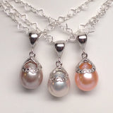 HEART PETALS Metallic White Freshwater Cultured Pearl Pendant