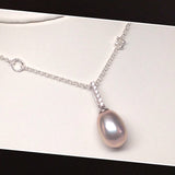 JELLY BEAN Genuine Freshwater Pearl Pendant with cubic zirconia accents
