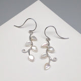 Mother of Pearl Leaf Vine Sterling Silver Earrings
