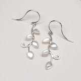 Mother of Pearl Leaf Vine Sterling Silver Earrings