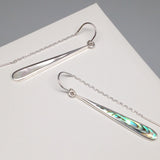 Asymmetrical Seashell Long Drop Sterling Silver Ear Threads
