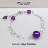 Brazilian Amethyst GALAXY Double Interlocking Heart Link Bracelet