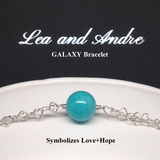 GALAXY Peruvian Amazonite Double Interlocking Heart Link Bracelet