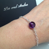 Brazilian Amethyst GALAXY Double Interlocking Heart Link Bracelet