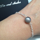 GALAXY Grey Moonstone Double Interlocking Heart Link Bracelet