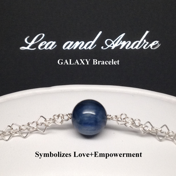 GALAXY Kyanite Double Interlocking Heart Link Bracelet