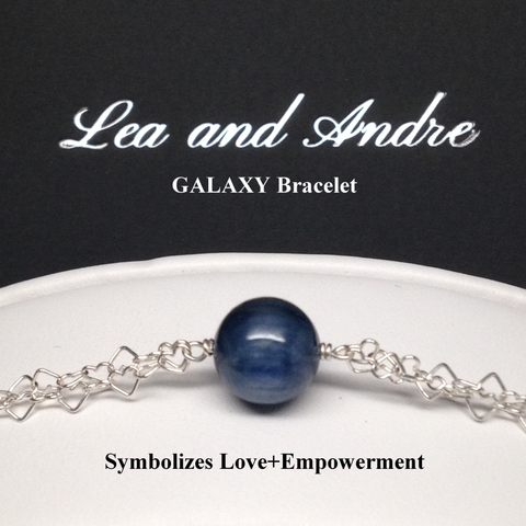 GALAXY Kyanite Double Interlocking Heart Link Bracelet