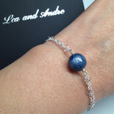 GALAXY Kyanite Double Interlocking Heart Link Bracelet