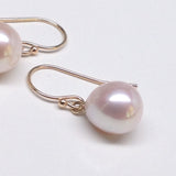 8.5x10mm White Freshwater Pearl Drop Earrings, 14k gold