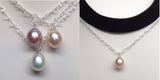 JELLY BEAN Genuine Freshwater Pearl Interlocking Heart Necklace